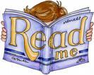 Image of child with book open with cover that says Read Me